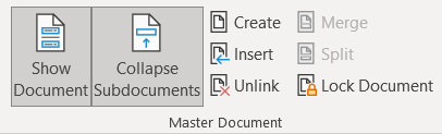 Master Document -työkalut
