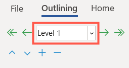 Avattava Outline Level -valikko
