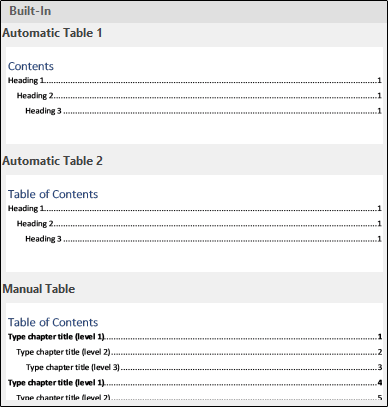 Menú de tabla de contenido integrado