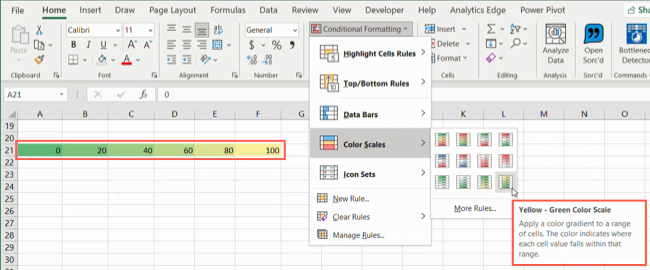 Προεπισκοπήσεις Color Scales στο Excel