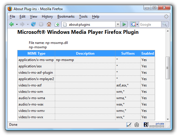 Memasang Pemalam Windows Media Player untuk Firefox