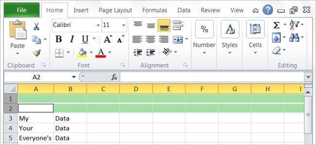 Bagaimanakah cara saya memasukkan Baris Baharu dalam Excel melalui Papan Kekunci?
