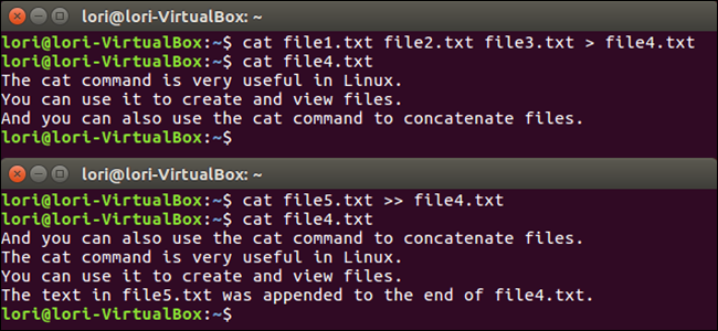 Linux'ta cat Komutunu Kullanarak Metin Dosyalarını Birleştirme