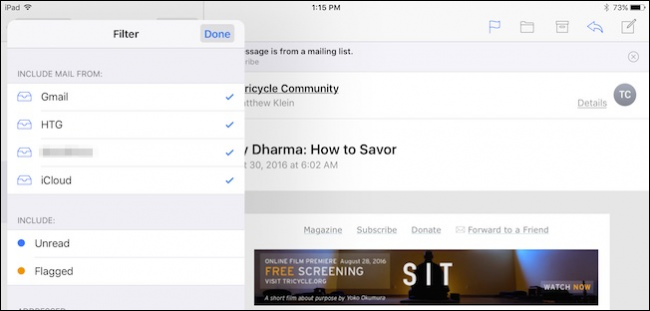 Cómo filtrar correo en iOS 10