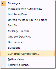I-customize ang Displayed Fields sa Outlook Email List Pane