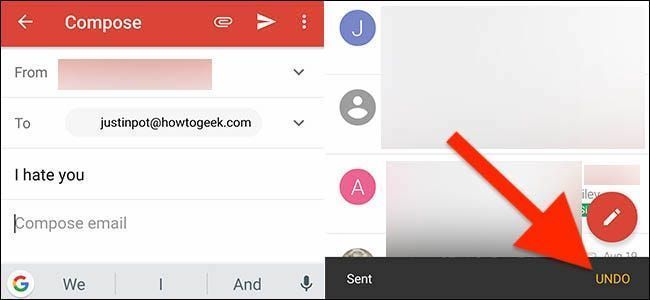 Gmail ara té un botó Desfés enviament a Android
