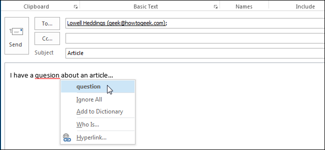 Kaip apriboti rašybos tikrinimą tik pagrindiniame „Outlook“ žodyne