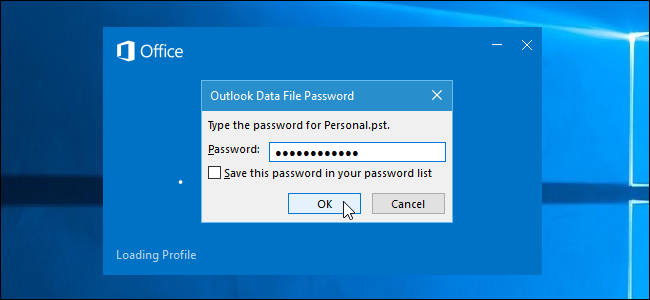 Hvordan sette et passord på Outlook-datafilen
