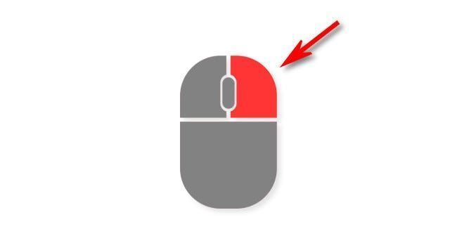 Uma ilustração do botão direito de um mouse.