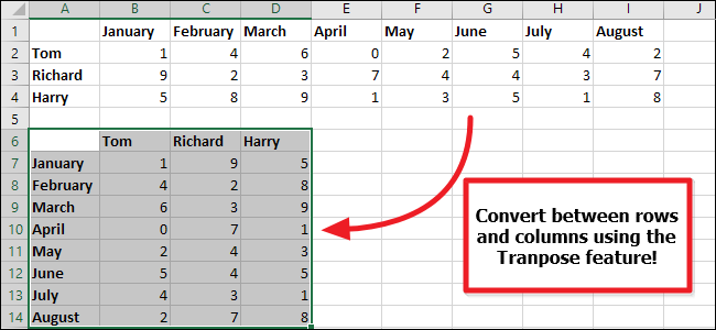 Làm thế nào để chuyển đổi một hàng thành một cột trong Excel một cách dễ dàng
