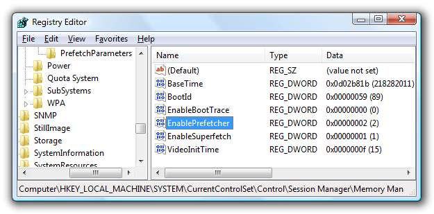 قم بتغيير SuperFetch إلى ملفات تمهيد نظام التخزين المؤقت فقط في Vista