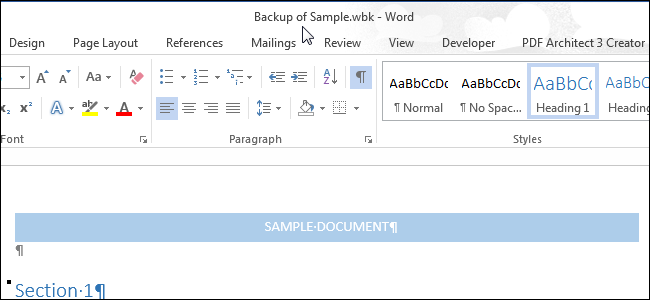 Come aprire un file di backup in Word