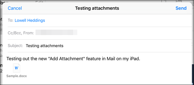 iOS 9 메일 앱에서 이메일에 파일 또는 이미지를 첨부하는 방법