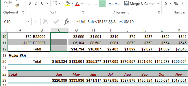 Solujen, rivien ja sarakkeiden piilottaminen Excelissä