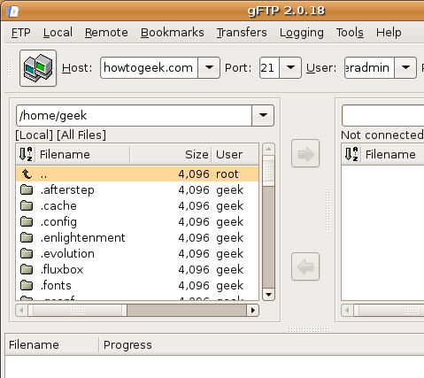 התקן והשתמש בלקוח gFTP באובונטו לינוקס