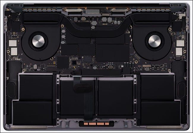 Die Hardware in einem 16-Zoll-MacBook Pro von 2020.