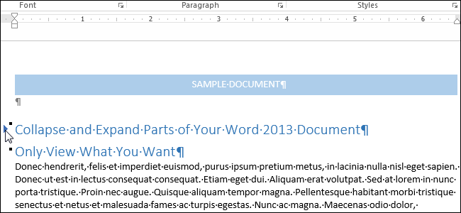 Kako skupiti i proširiti dijelove dokumenta u Wordu