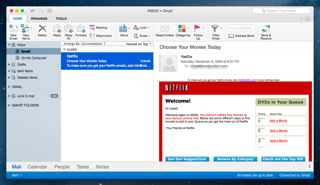 Kaip pridėti „Gmail“ prie naujos „Outlook“ („Office 365“), skirtos „Mac OS X“.