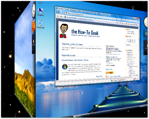 Gaukite Beryl / Ubuntu „Desktop Cube“ efektą, skirtą „Windows“.