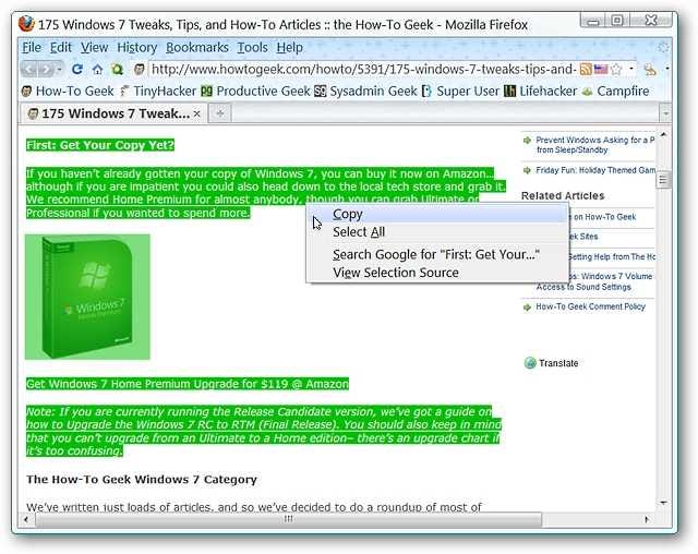 ویب پیج فارمیٹنگ کو ہٹا دیں یا فائر فاکس میں کاپی کرتے وقت HTML کوڈ دیکھیں