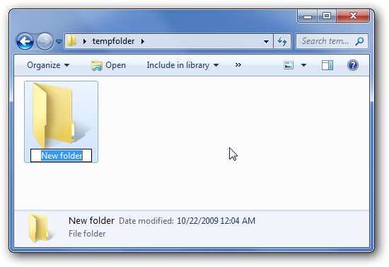 Бърз клавиш за създаване на нова папка в Windows Explorer
