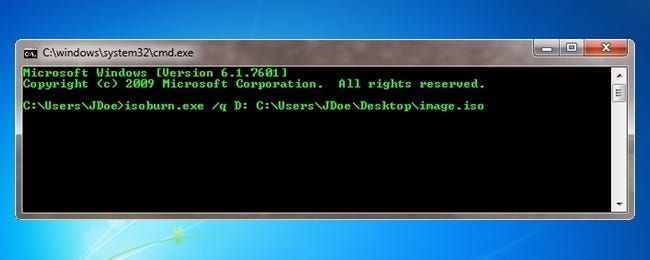 Vai ir iespējams ierakstīt ISO attēlu DVD, izmantojot Windows komandrindu?