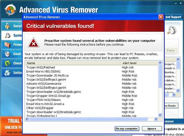 Cum să eliminați Advanced Virus Remover și alte programe malware antivirus necinstite/false