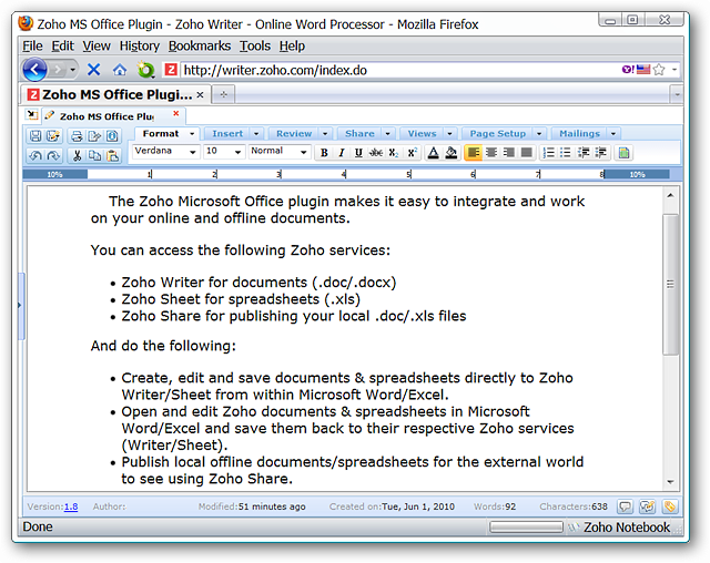 Integrați MS Office și contul dvs. online Zoho