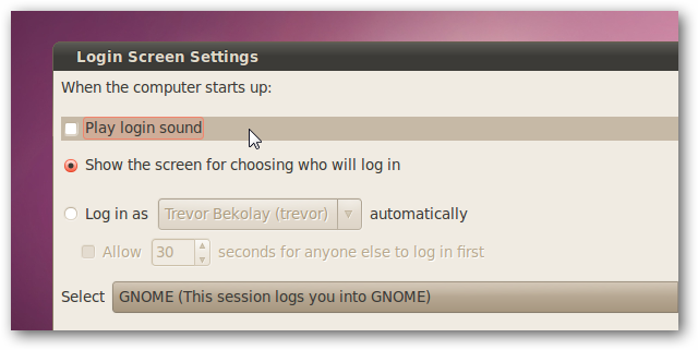 Kaip išjungti prisijungimo garsus Ubuntu