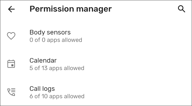 Gestore dei permessi su Android