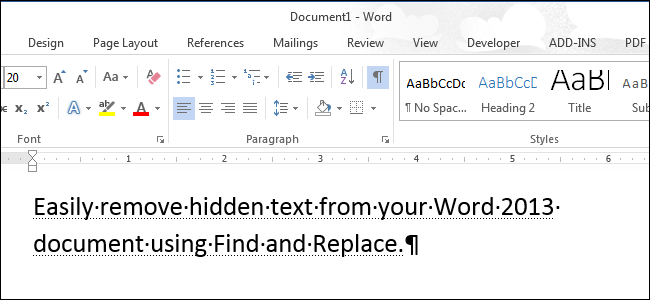 Word में किसी दस्तावेज़ से छिपे हुए पाठ को त्वरित रूप से कैसे हटाएं