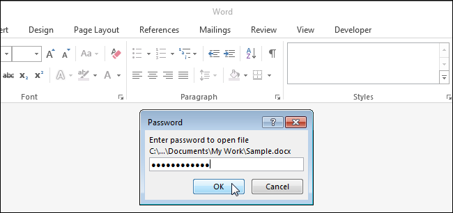 So fügen Sie einem Word-Dokument ein offenes Passwort hinzu