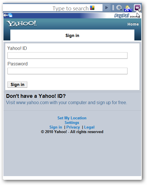 অ্যাক্সেস Yahoo! Chrome-এ ই-মেইল ও পরিষেবা