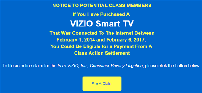 Com obtenir diners de liquidació si heu comprat un televisor intel·ligent Vizio