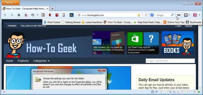 وفر مساحة الشاشة في Firefox عن طريق تحويل أشرطة أدوات Firefox إلى أزرار