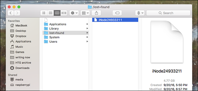 Che cos'è il file iNode di grandi dimensioni nella cartella persa+trovata sul mio Mac?