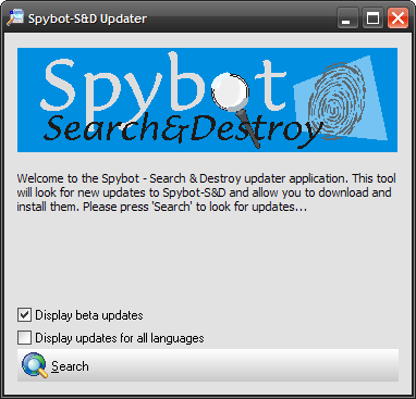 Skats uz Spybot Search and Destroy 1.5
