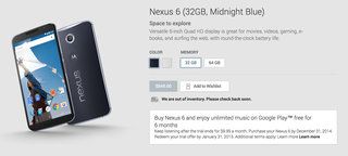 Vous pouvez désormais pré-commander Google Nexus 6 (ou pas, épuisé en quelques minutes)