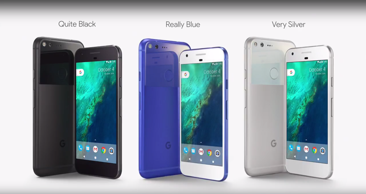 Google Pixelは、「かなり黒」、「非常に銀」、「本当に青」の色でiPhoneをモックします