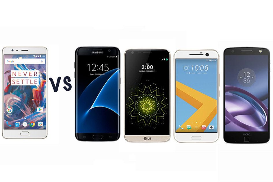 OnePlus 3 vs Samsung Galaxy S7 edge vs LG G5 vs HTC 10 vs Moto Z：違いは何ですか？