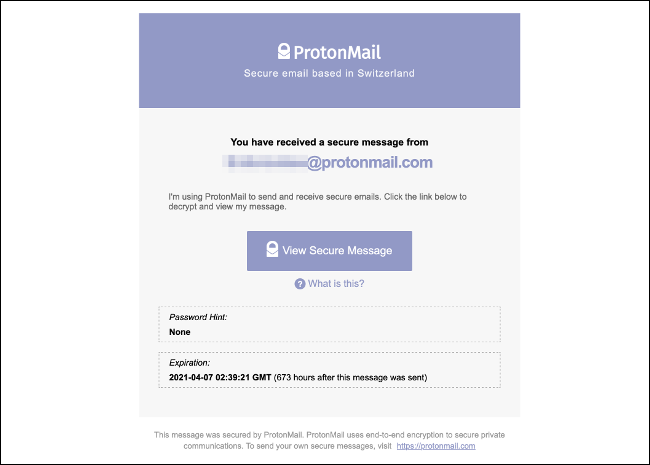 Mesaj ProtonMail criptat pentru toate conturile de e-mail
