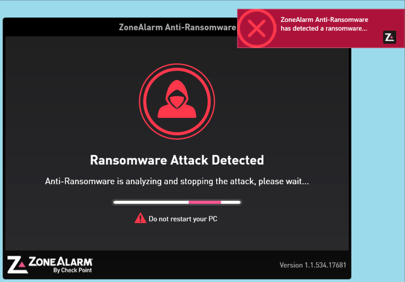 Il software ZoneAlarm Anti-Ransomware.
