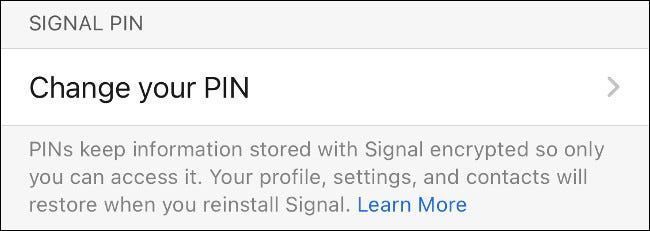 قم بتغيير رقم التعريف الشخصي لتطبيق Signal