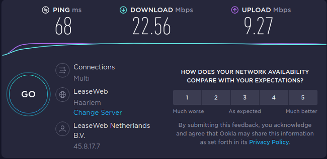 bilis ng pagsubok sa VPN sa Amsterdam