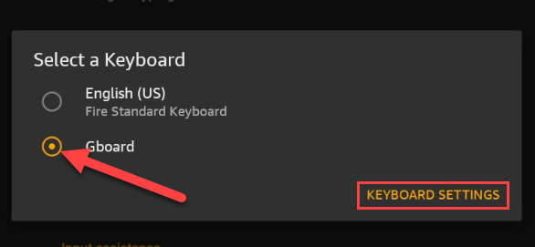 حدد لوحة المفاتيح المثبتة حديثًا من القائمة.