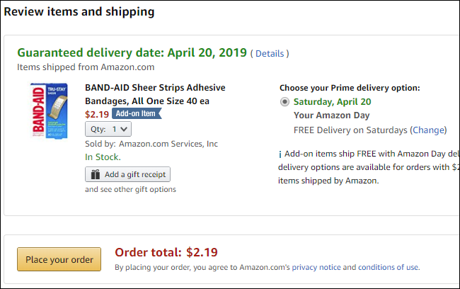 Memesan item tambahan tanpa minimum di Amazon
