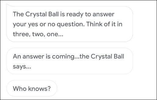Η Κρυστάλλινη Μπάλα απαντά σε ερώτηση στο Google Assistant.