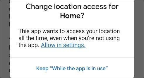 Dajte dopuštenje za lokaciju za Google Home.