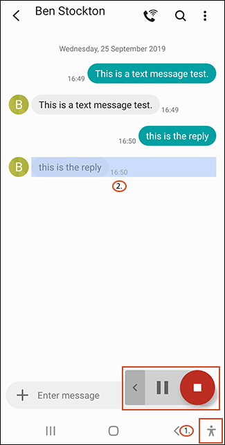 Текст в приложението Select to Speak в синьо поле, за да го посочите