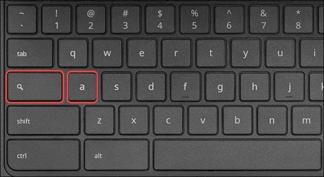 Keyboard Chromebook Acer dengan Penelusuran+a disorot